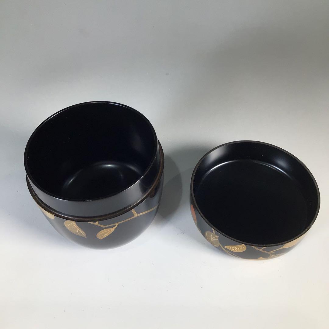 Ｎ７２７　棗　『輪島塗』『平野涛山作』『螺鈿』『椿蒔絵』『中棗』　共箱　茶道具