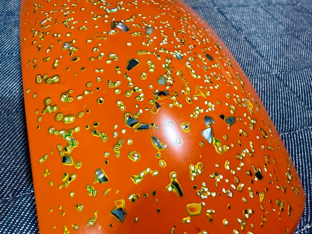 【美品】津軽三味線 胴掛け 五分大 朱色系 螺鈿 貝入 漆研ぎ出し 高級品 音緒