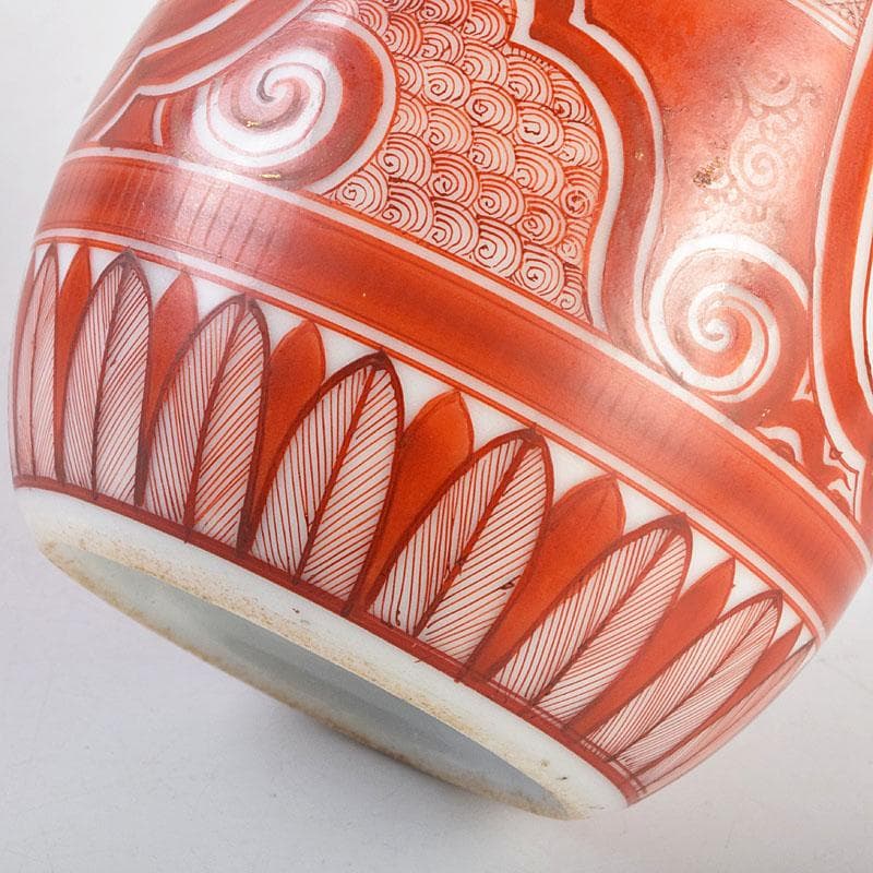 九谷焼　古九谷　赤絵　花鳥文　徳利　在銘　一對　時代箱付　V　R9270