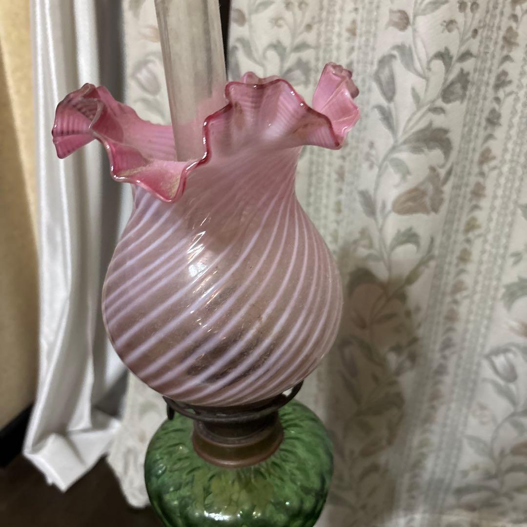 アンティークランプ ピンクガラスシェード