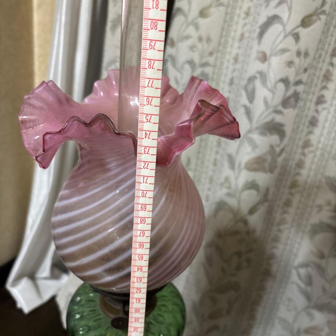 アンティークランプ ピンクガラスシェード