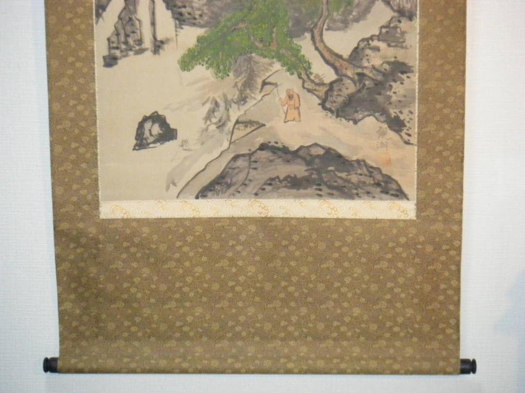 掛軸　観潮　山水図　逸品　L85