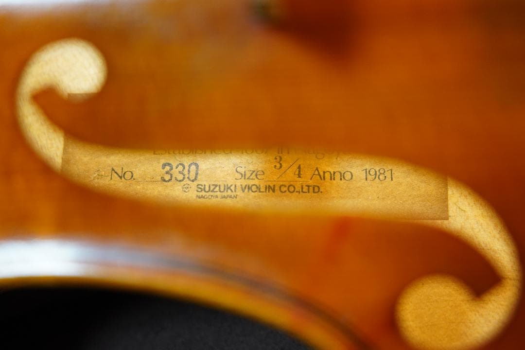 【黄金期・良音】　スズキ　バイオリン　No.330 3/4　80年代　新品弓