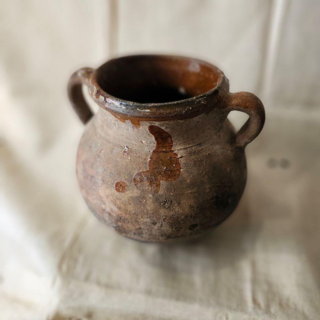 出土品 丸い土器壺 骨董 アンティーク 古道具