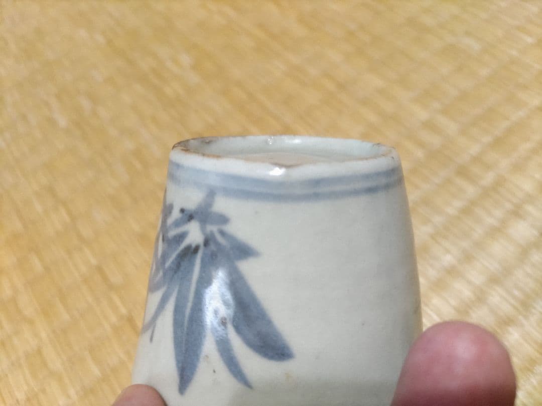 古伊万里　そば猪口　楓・紅葉　初期様式・生掛釉薬　無傷　110ｇ
