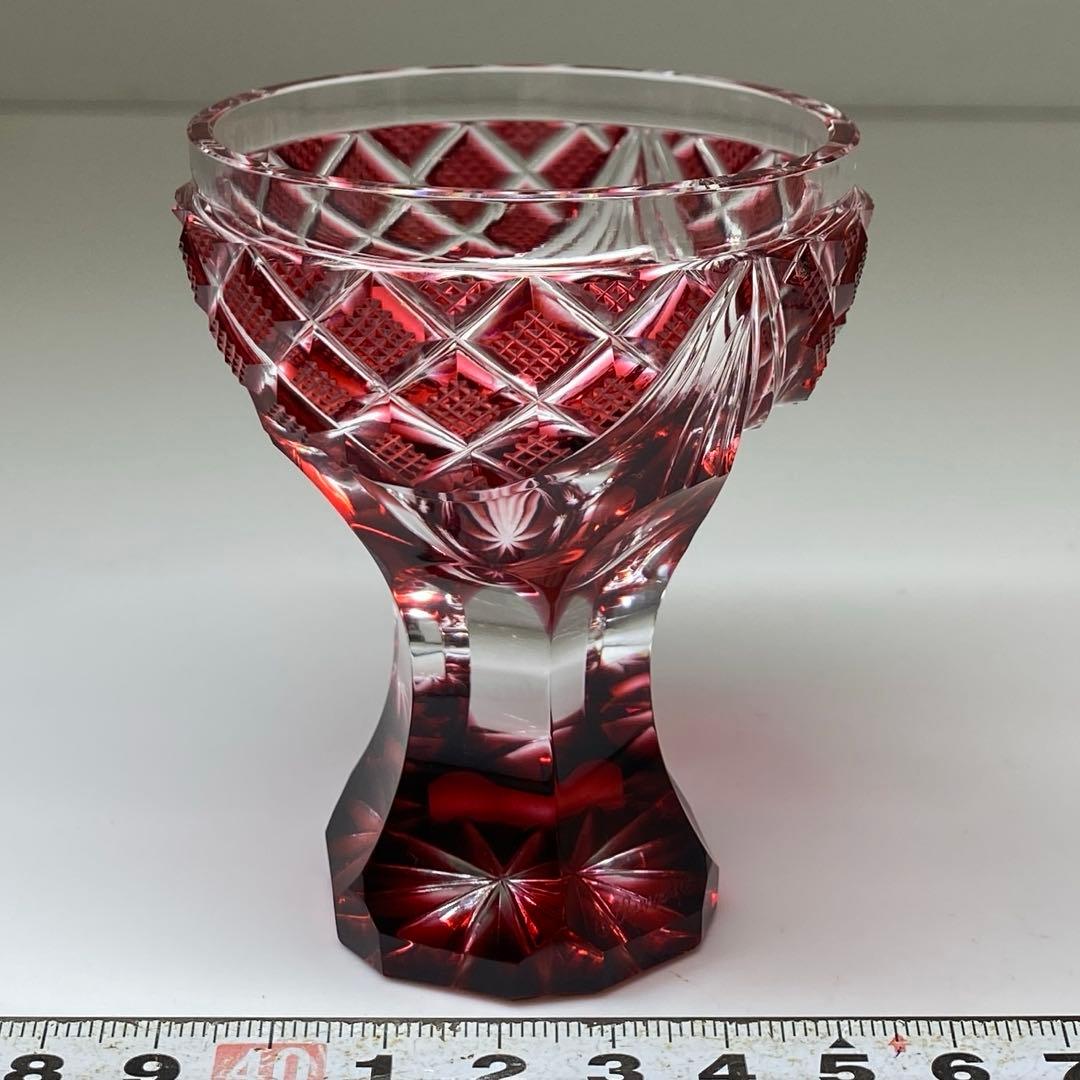 専用島津磯斉 薩摩切子馬上杯 共箱高さ7.8cm東キ7-0902☆1F トカヒサ