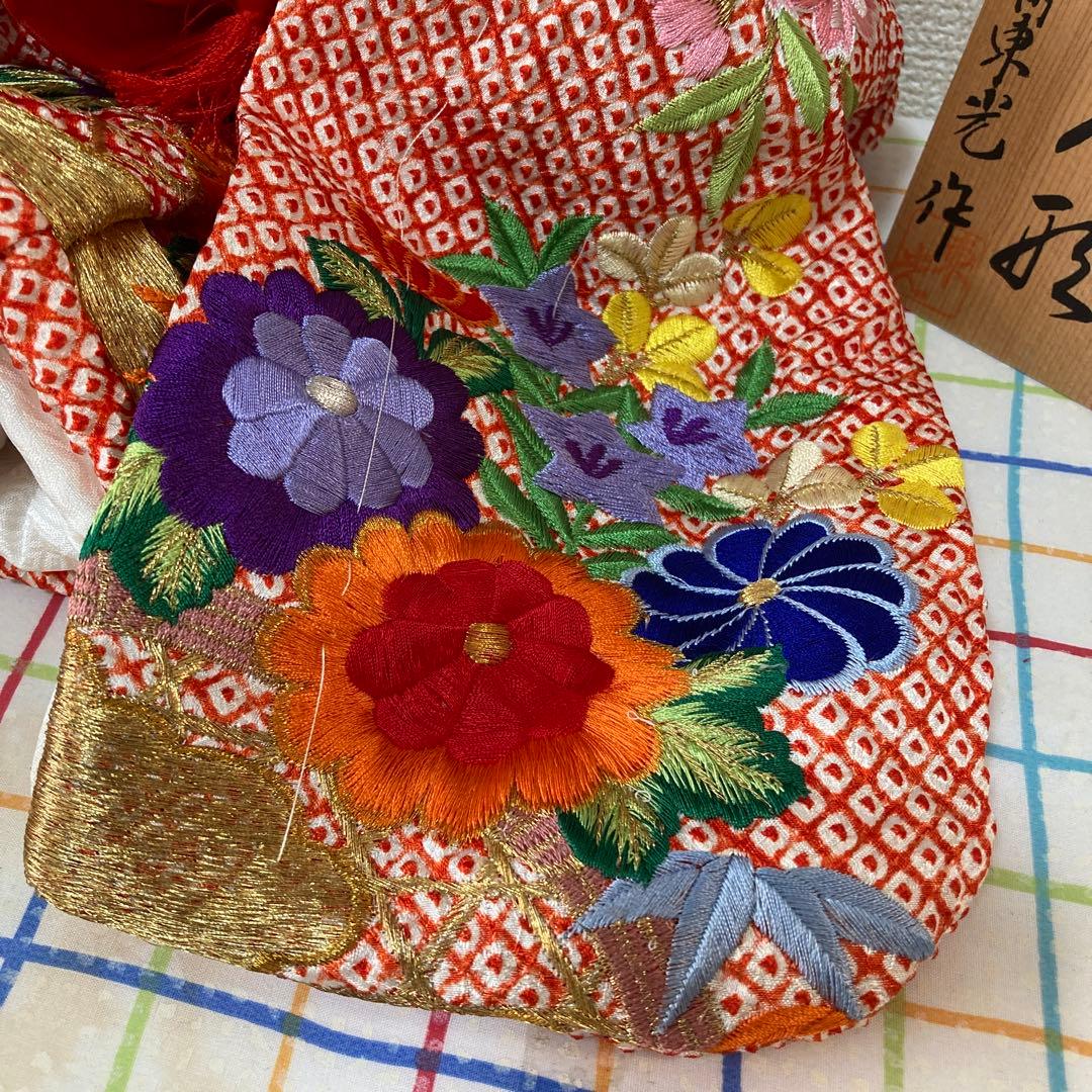お座り市松人形　東光作　着せ替え可能　縮緬和服　傷なし
