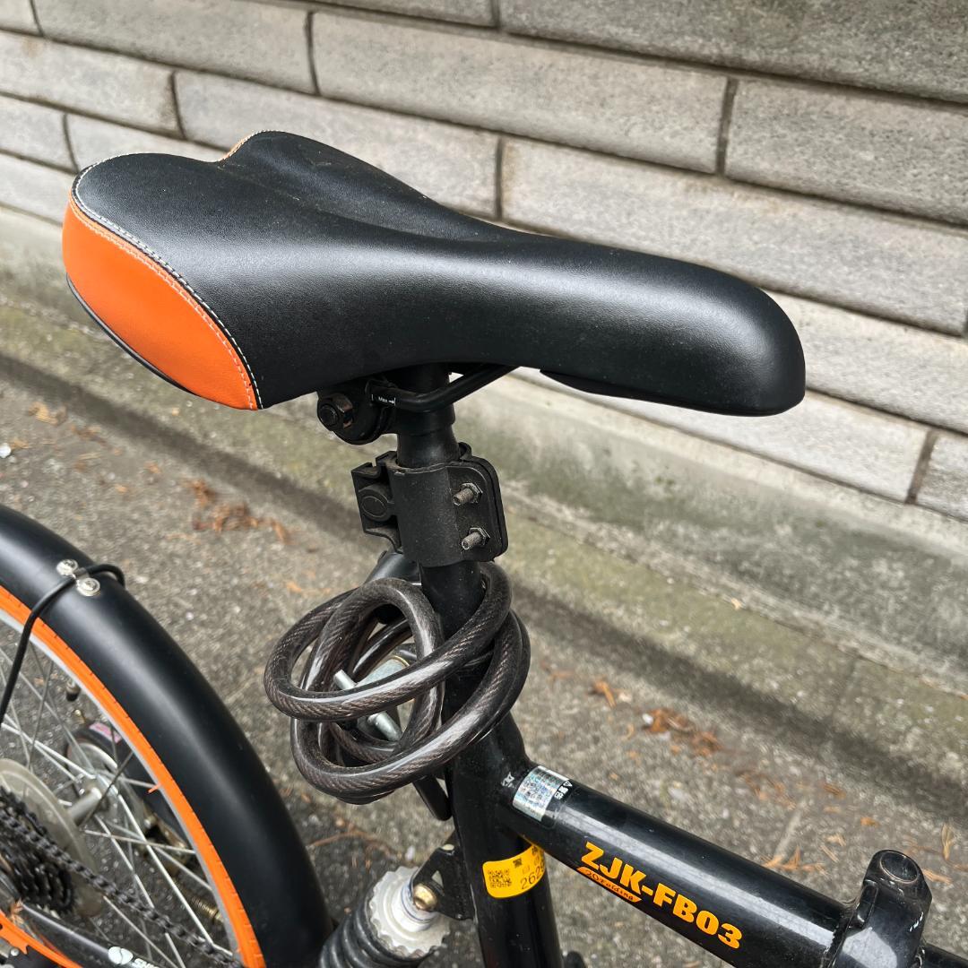 折りたたみ自転車、20インチ、黒とオレンジ色/ ピックアップのみ