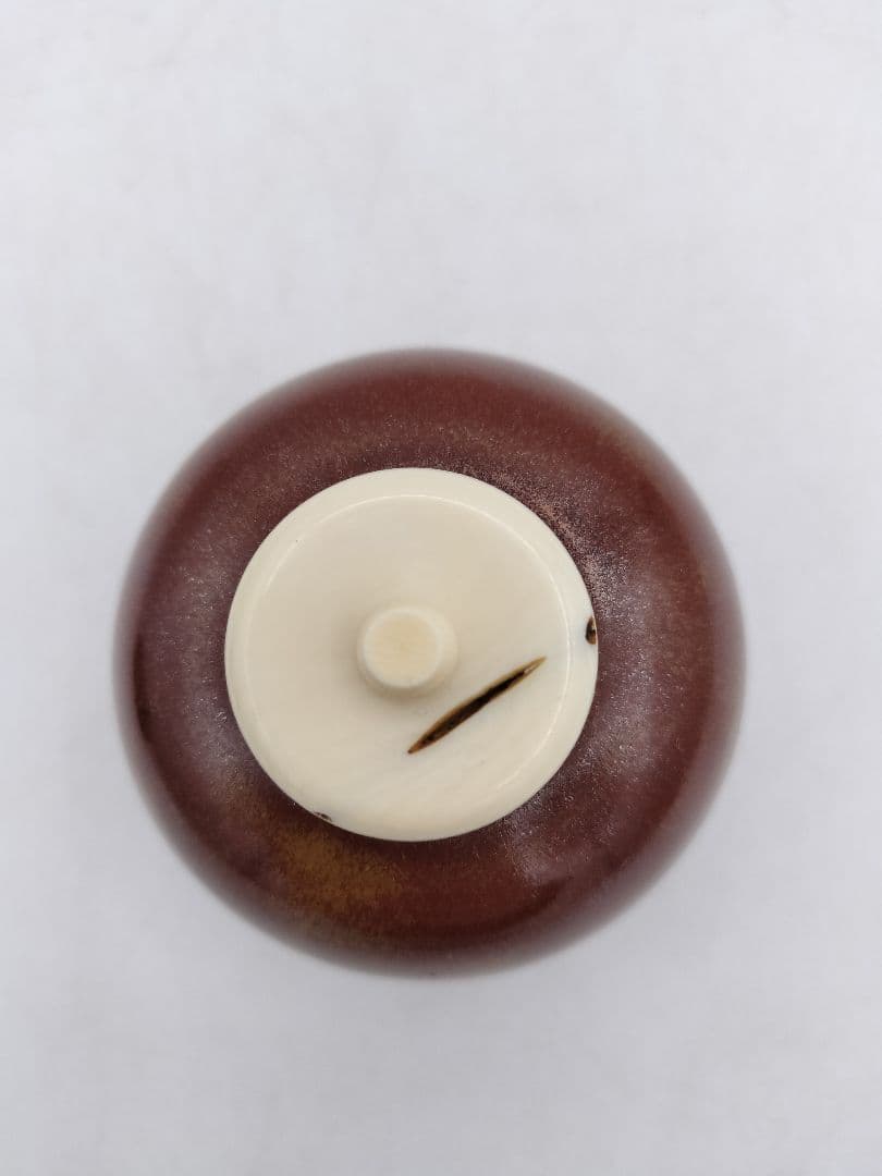 c907【新品・未使用】大名物唐物 紹鴎茄子写 龍喜窯 木箱 茶道具