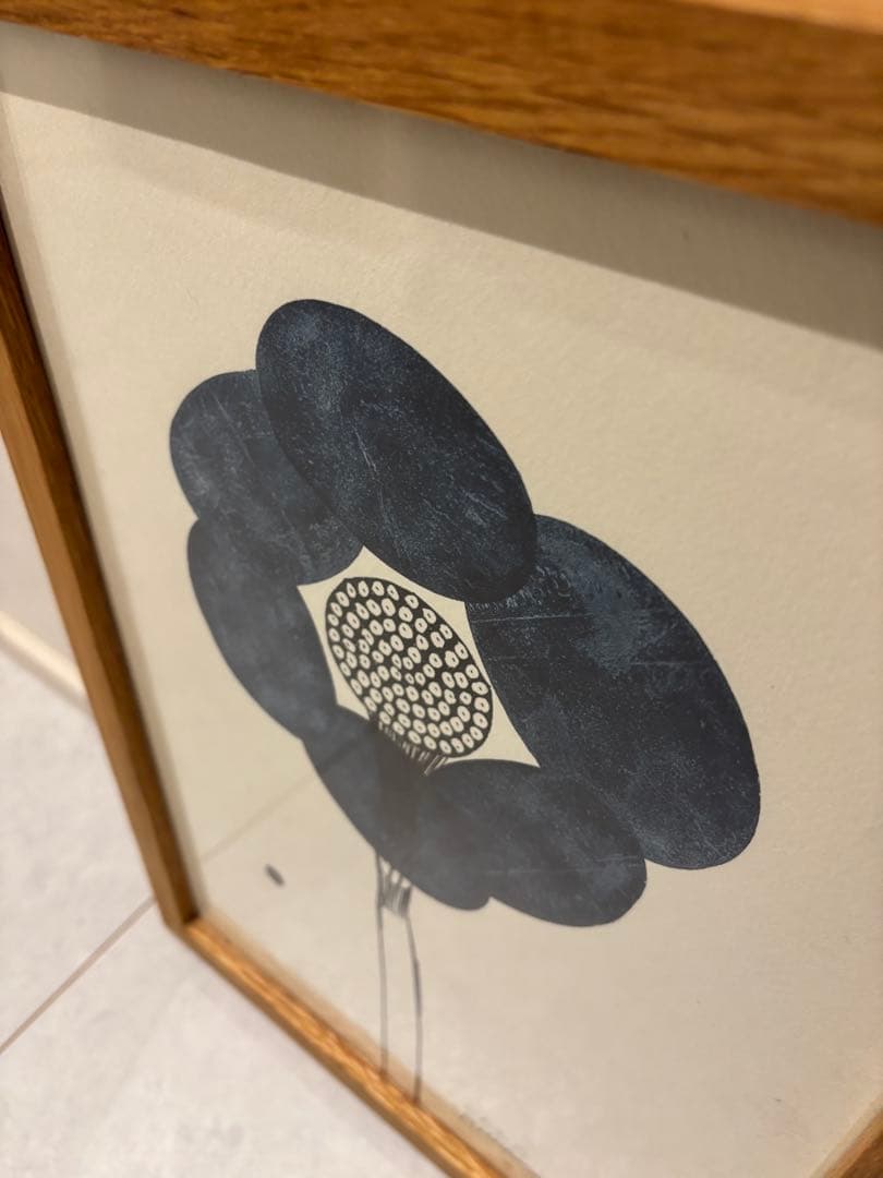 原画　山口一郎 藍色　群青色　花 Sサイズ