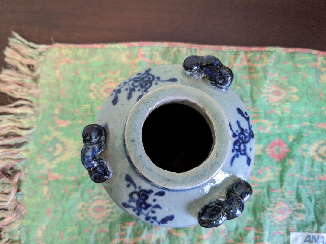 ⭐中国古陶磁 安南染付胴継ぎ小壺瓶！遺品少数 明時代 古美術 骨董品