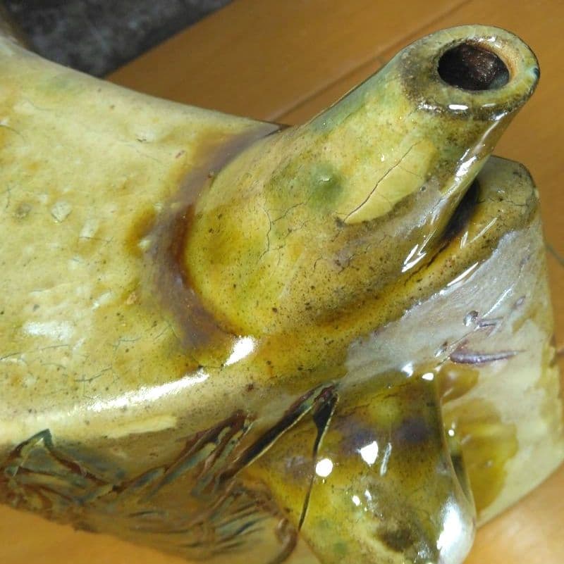 人間国宝 金城次郎 魚海老紋抱瓶 栞 共箱(本人書付) 壷屋焼 やちむん 大きい