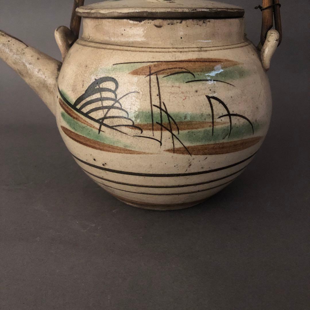 益子焼 色絵山水紋 土瓶