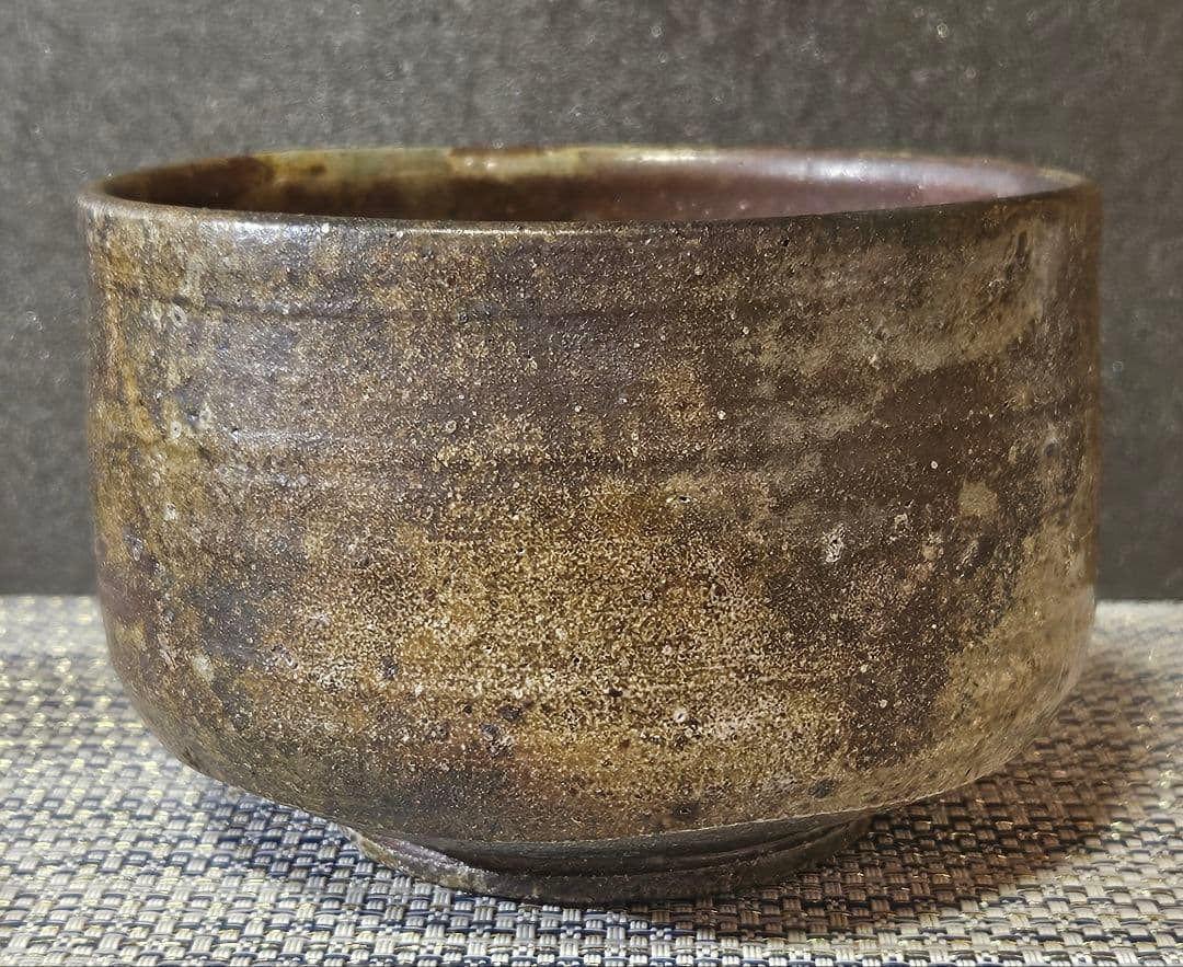 信楽出身　益子窯　名工 三代 寺坂常楽 作　 灰釉　茶碗　抹茶茶碗　茶道具　茶器