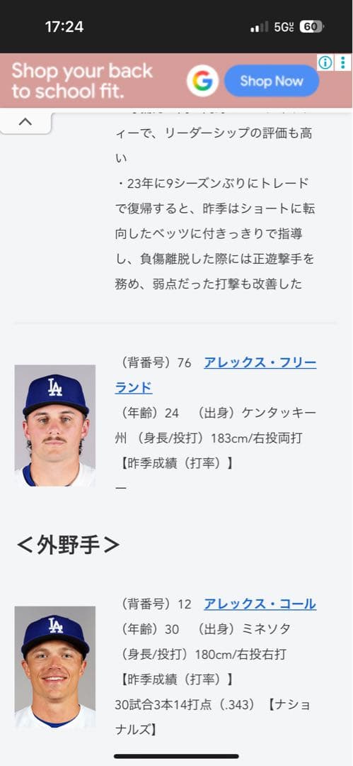ドジャース　帽子　直筆サイン