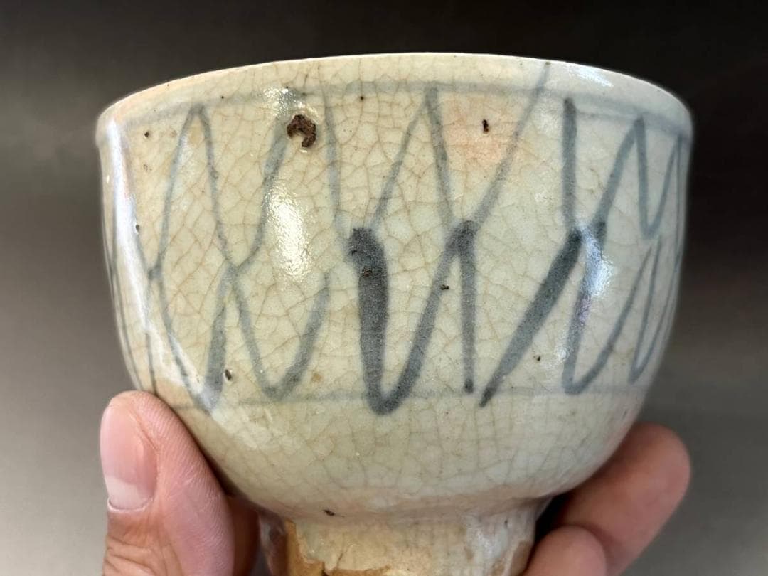 茶碗■古伊万里 綱目文茶碗(江戸期) 金継ぎ直し有り お茶道具 時代物 骨董品■
