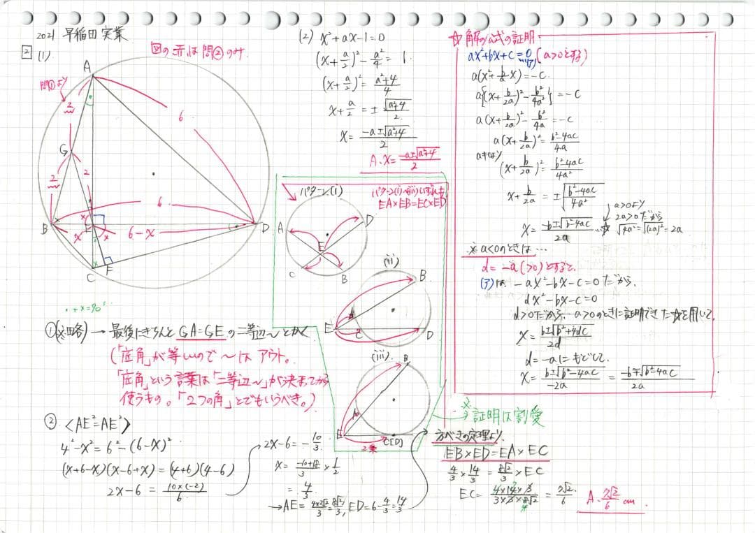 今だけ割引 塾講師オリジナル数学解説 早稲田実業 高校入試 過去問2008-25