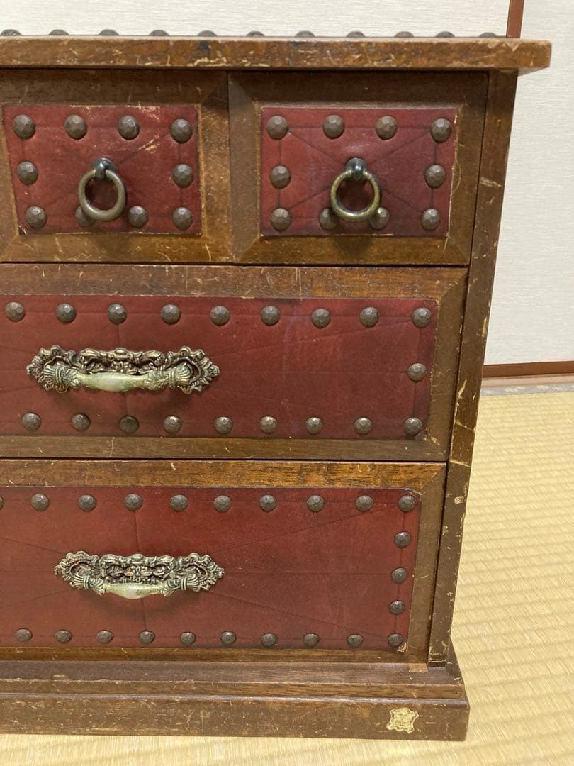 アンティーク チェスト レトロ　箪笥　タンス　本革　ヴィンテージ