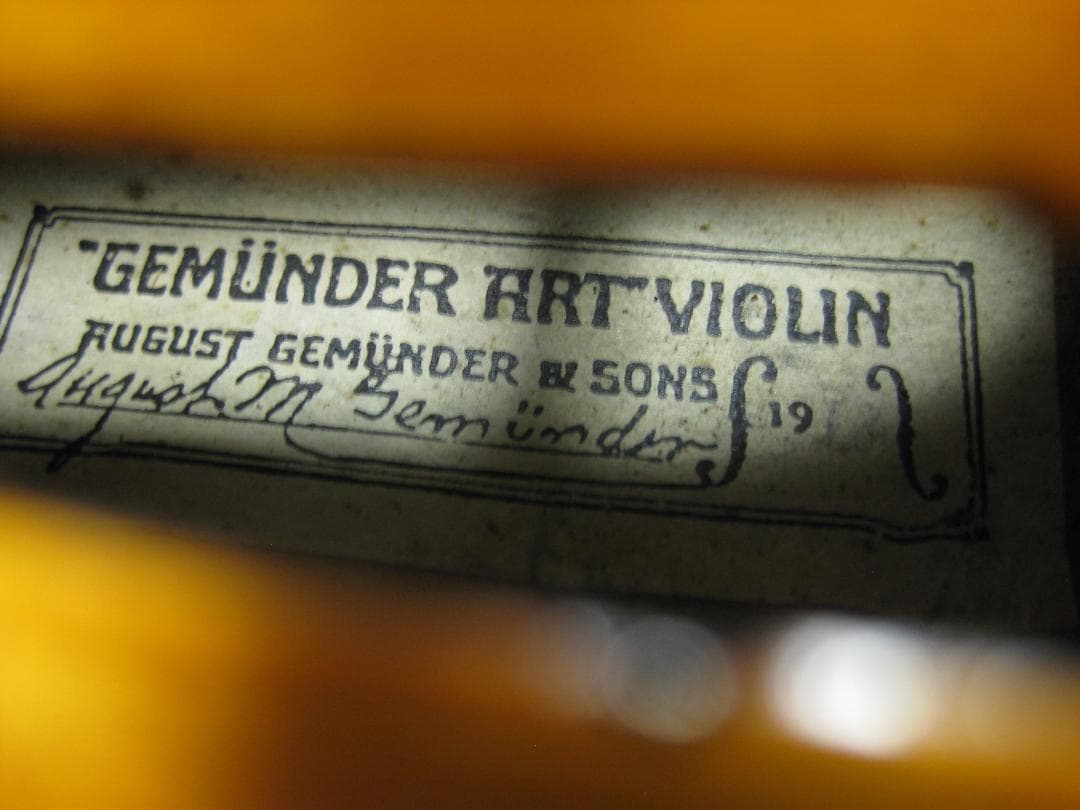 【優麗豊音】 Gemünder Art Violin 1918年製 バイオリン
