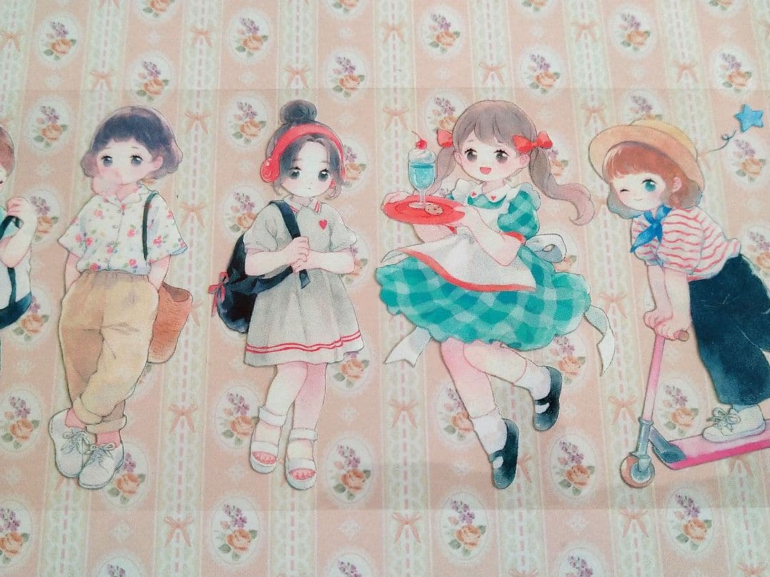 J782＃今日穿搭2(PET)能猫日记切り売り海外人物マステ女の子苜暖
