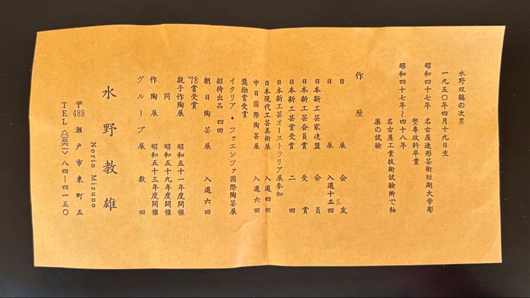 茶道具 練込茶碗 水野教雄 共箱・共布・栞付き
