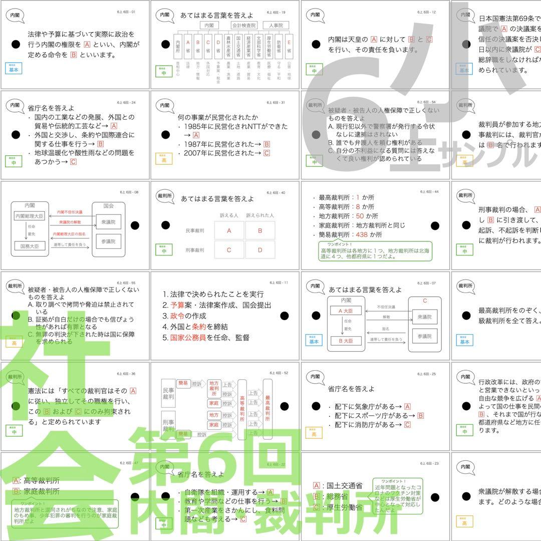 中学受験【6年上 社会・理科全セット1-17回】暗記カード 予習シリーズ 組分け