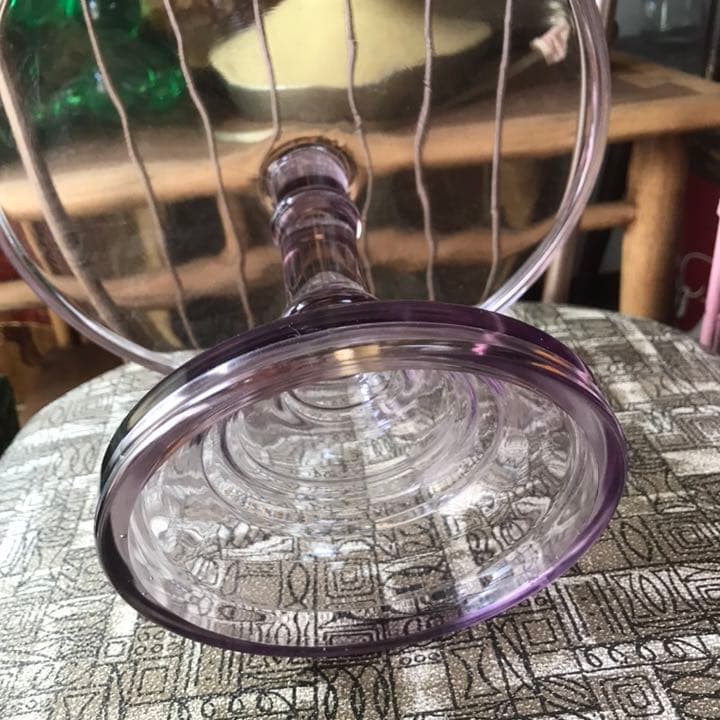 超貴重！1900年代～アメリカアンティーク パープル紫色ガラス　ケーキスタンド