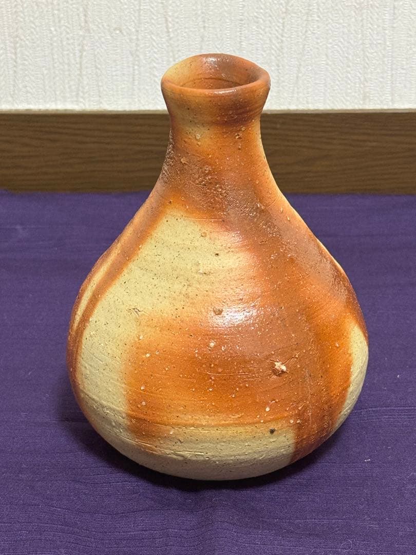 備前焼　金重道明　備前緋襷一輪花入