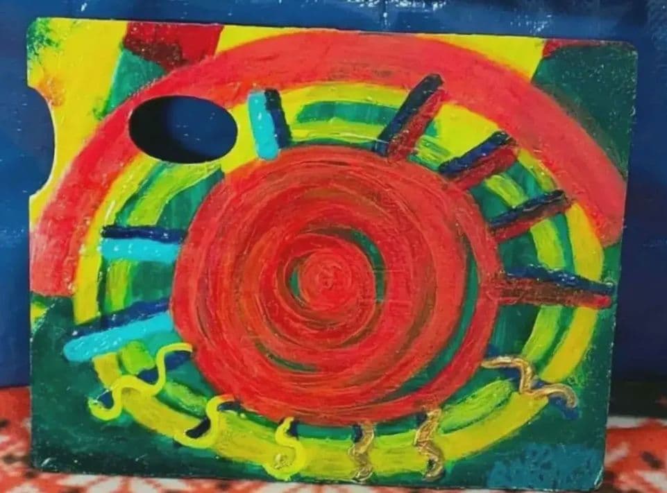 絵画　タイトル　コンクリートにえがいた目だま　☘ 原画