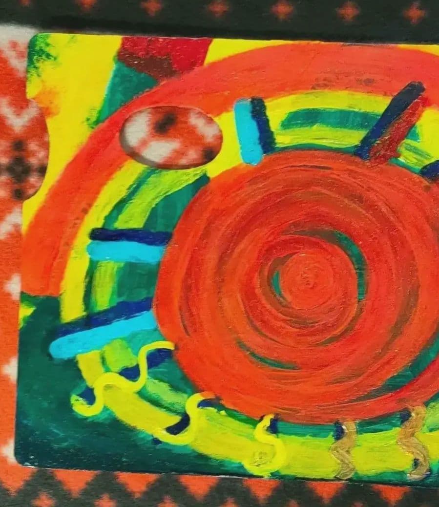 絵画　タイトル　コンクリートにえがいた目だま　☘ 原画