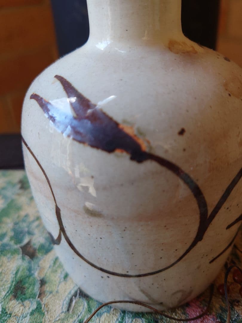 人間国宝　第十二代中里太郎右衛門　無庵　絵唐津鉄絵　砧　酒器　窯傷　箱無し