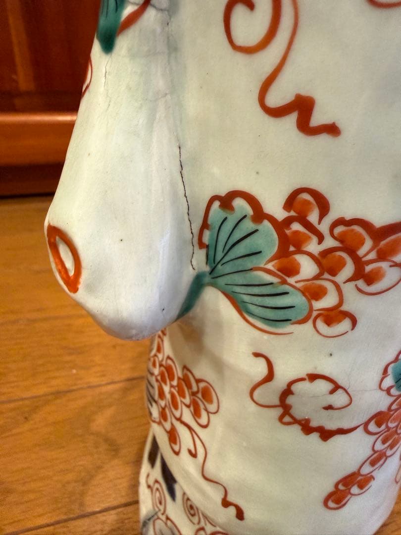 古伊万里色絵役者人形　陶器人形 扇持男人形 飾物 置物 時代物　古美術
