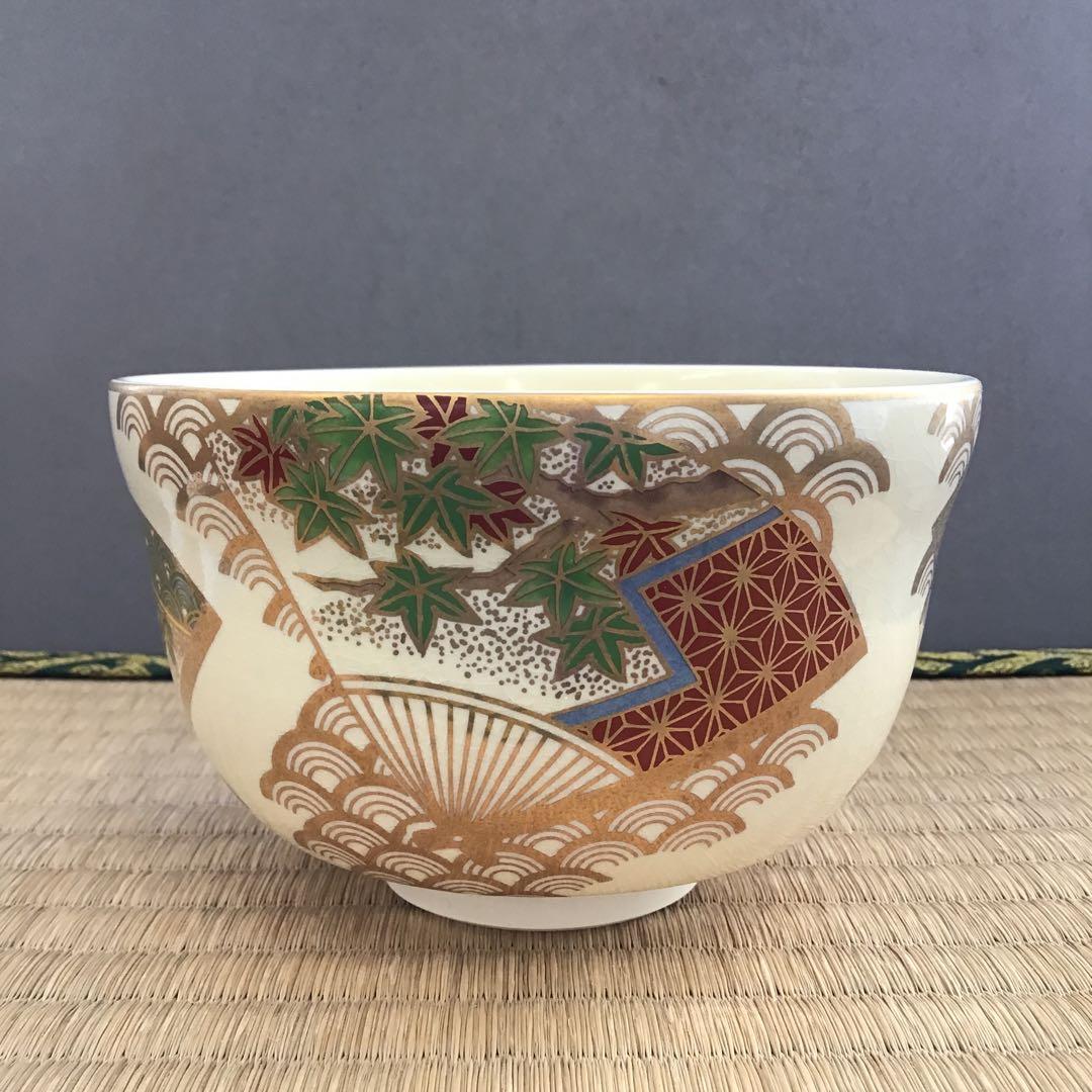 茶道具 抹茶茶碗 絵付茶碗 直径約127ミリ 高さ約77ミリ Ｎo.506