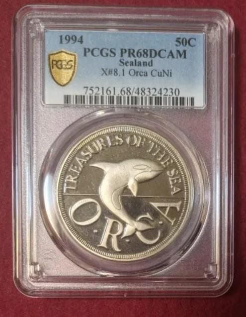 1994 シーランド公国 50セント シャチ 白銅貨