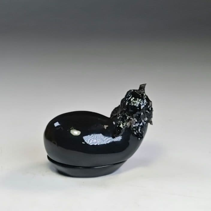 イ814 香合『中條峰雄』『茄子　漆塗　香合　共箱』茶道具