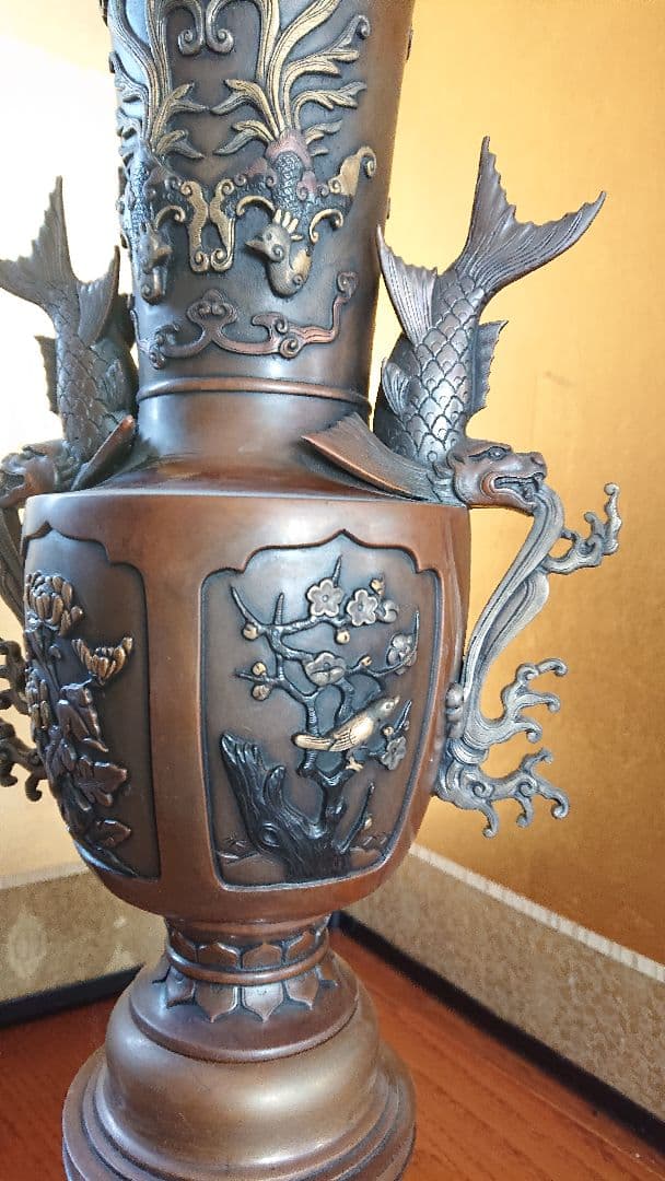 花器 蝋型 青銅製 47cm