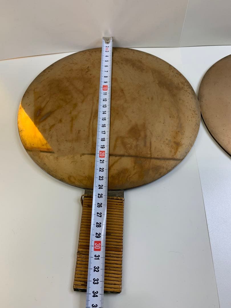 銅鏡 古い鏡2点 天下松村因幡守 手鏡 古鏡 骨董品 アンティーク