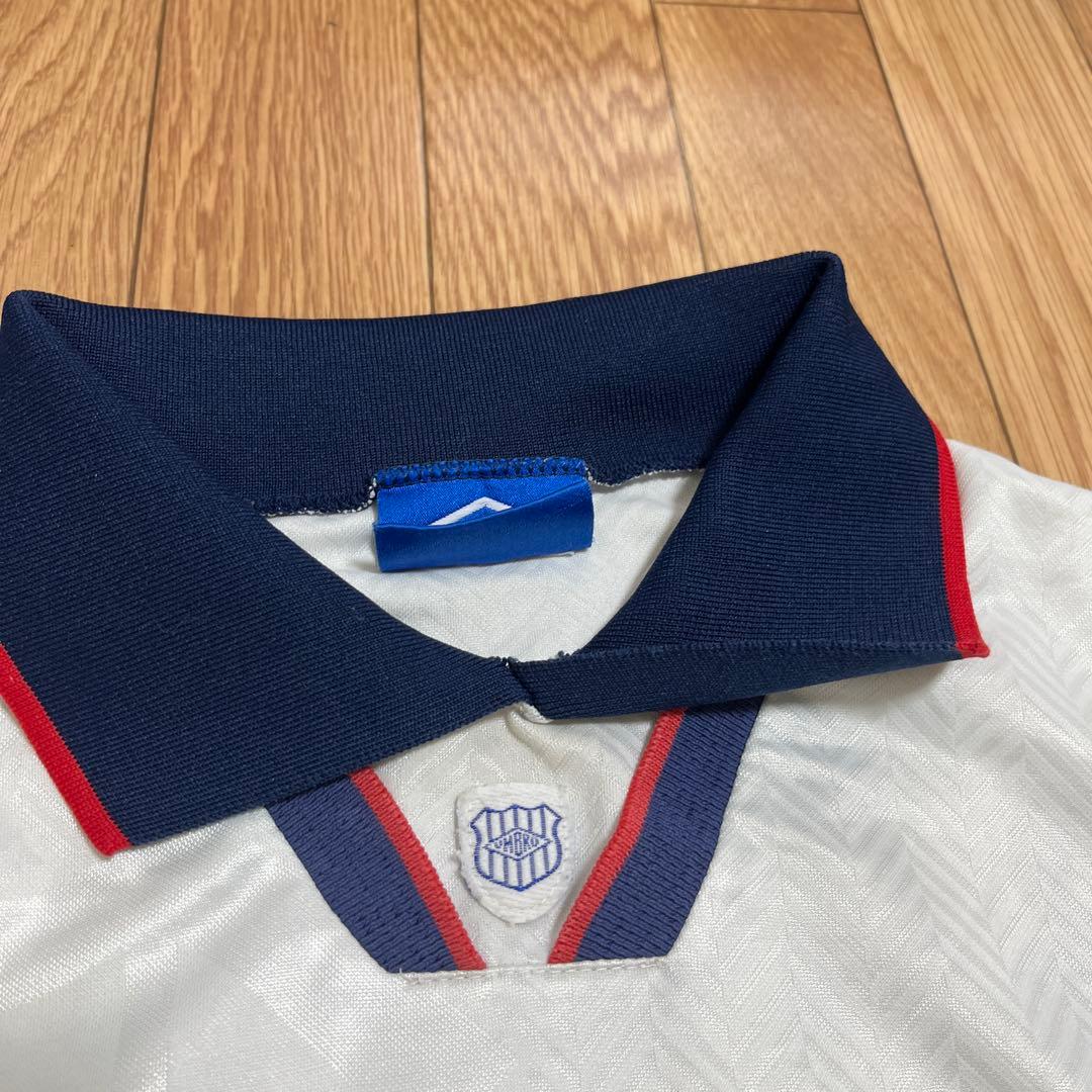 90s UMBRO ゲームシャツ 長袖　襟付き 透かし　イングランド　XL