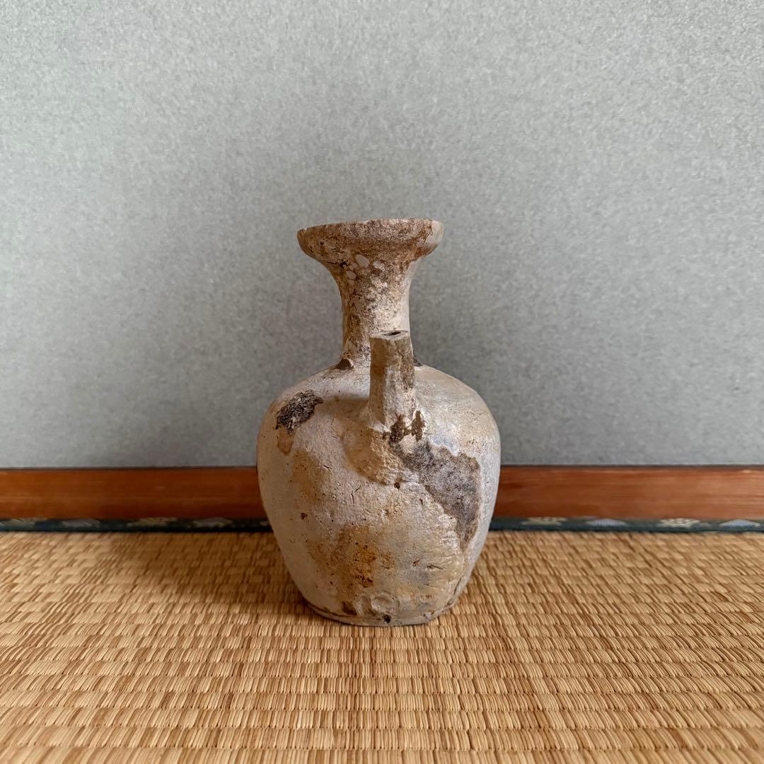 古瀬戸 初期水瓶 水差 水滴 鎌倉時代 花瓶 猿投 古常滑 古美術 骨董 無傷