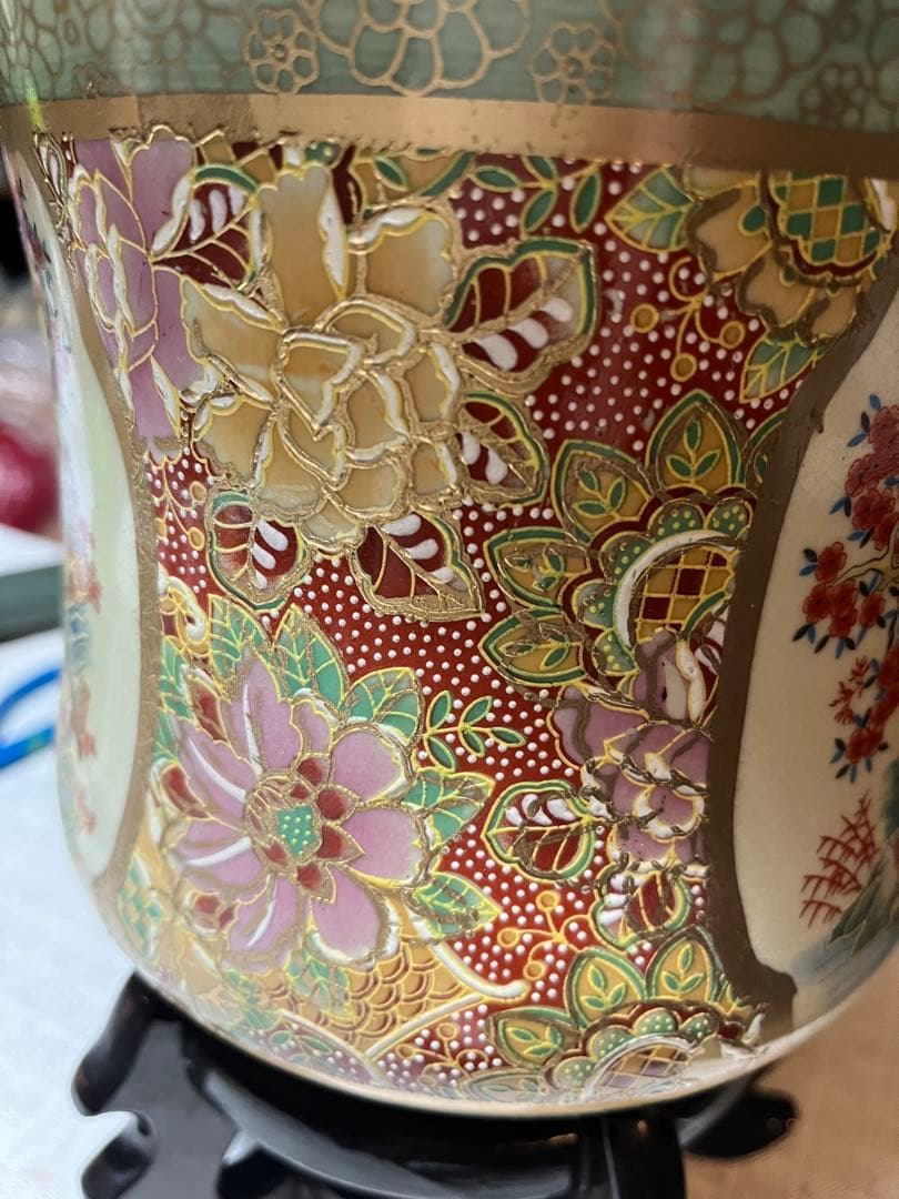 薩摩焼色絵美人桜図水差し 水差し、 九谷焼金彩色絵水差し、水差し、茶道具