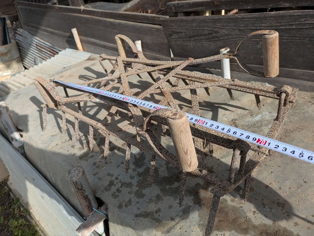 除草機　古道具　金属製農具 約200cm×40cm　田んぼ　アンティーク