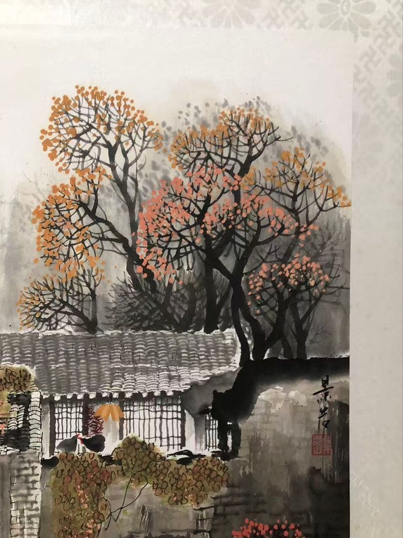 中国画 北京 趙景岩［風景画］紙本　額入　ガラス張り！