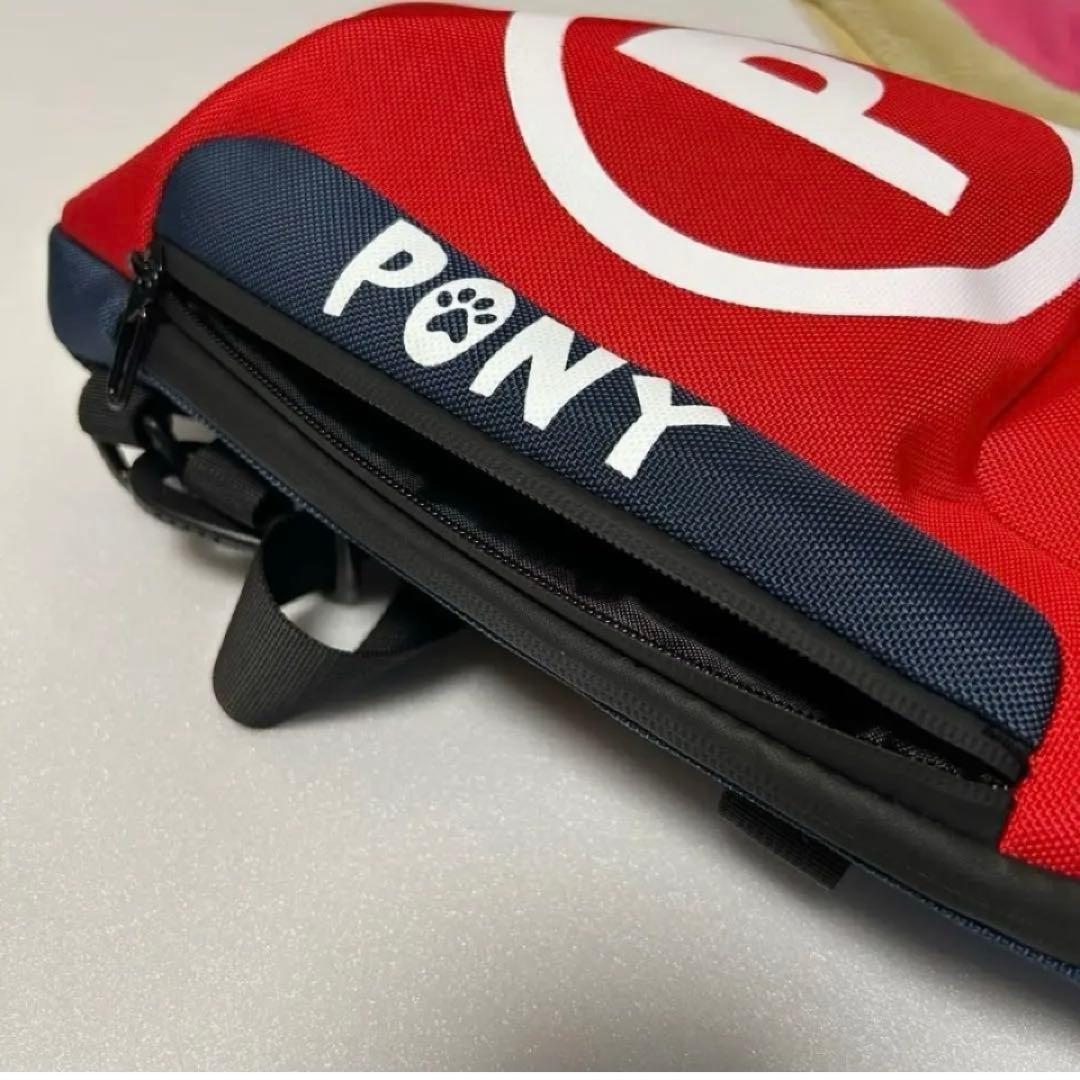 PONY 純正 ボディバッグ 完全防水 多機能 斜め掛け レッド
