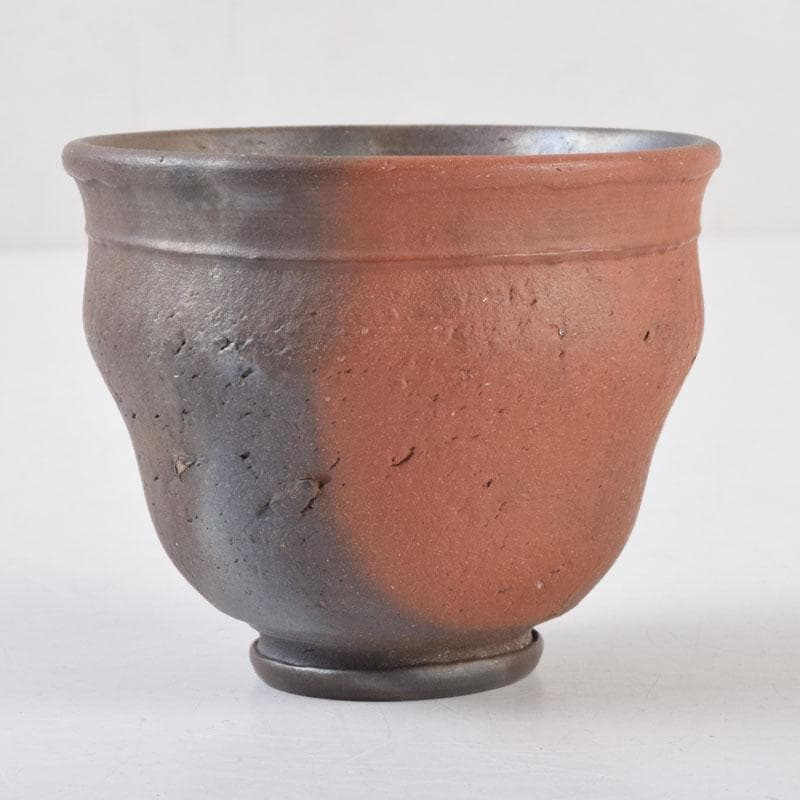 常滑焼　小西洋平作　窯変　ぐい呑　共布共箱　V　8657