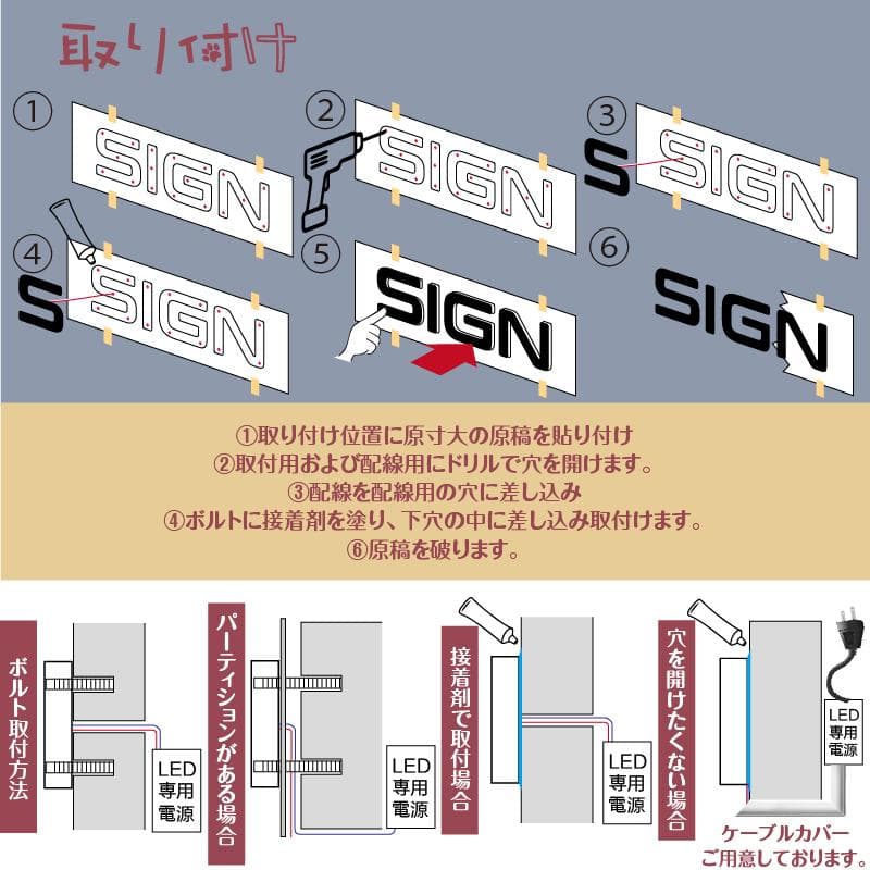 オーダー背面発光LEDチャンネル文字 箱文字 看板 室外用 サイン ステンレス