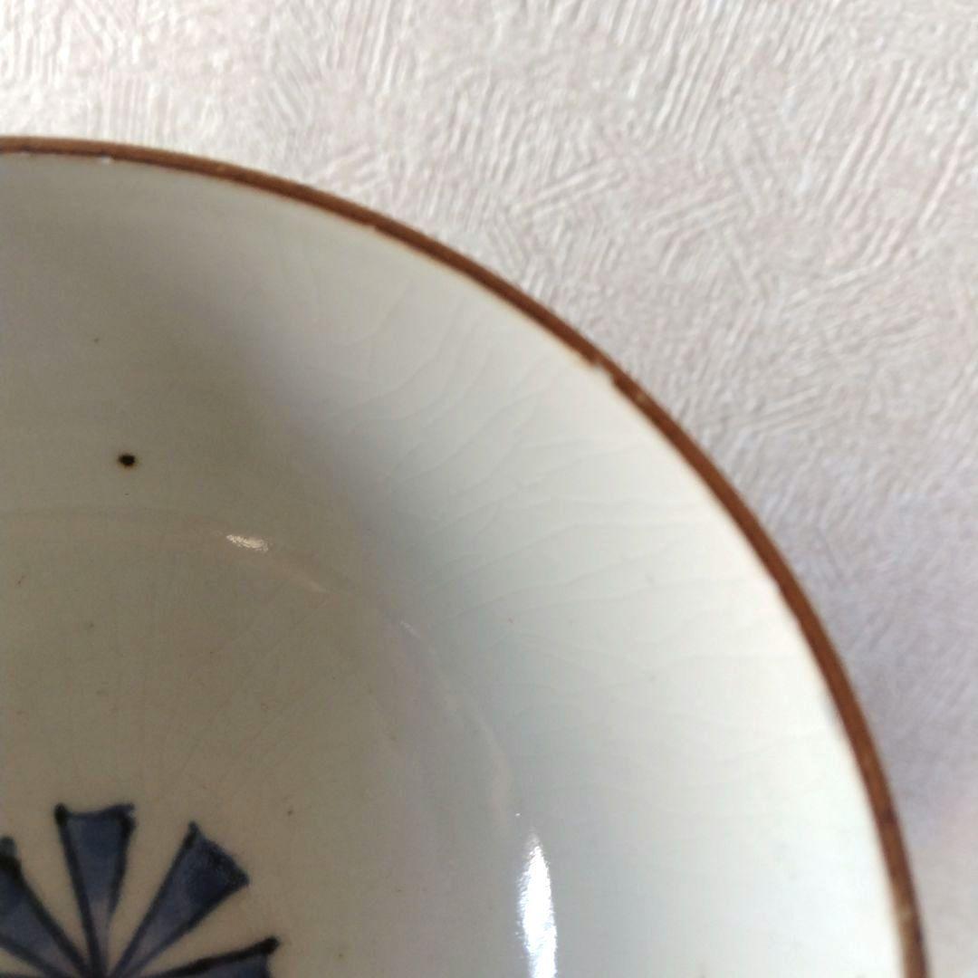 古伊万里染付幾何学花文蓋付き茶碗蕎麦猪口江戸時代