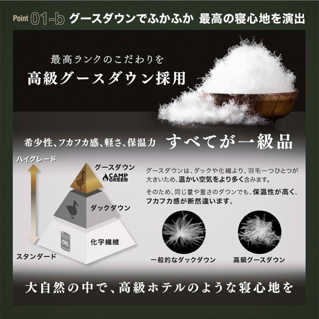 ダウンシュラフ 600FP 400g 寝袋 ダウン キャンプ マミー型ブラック