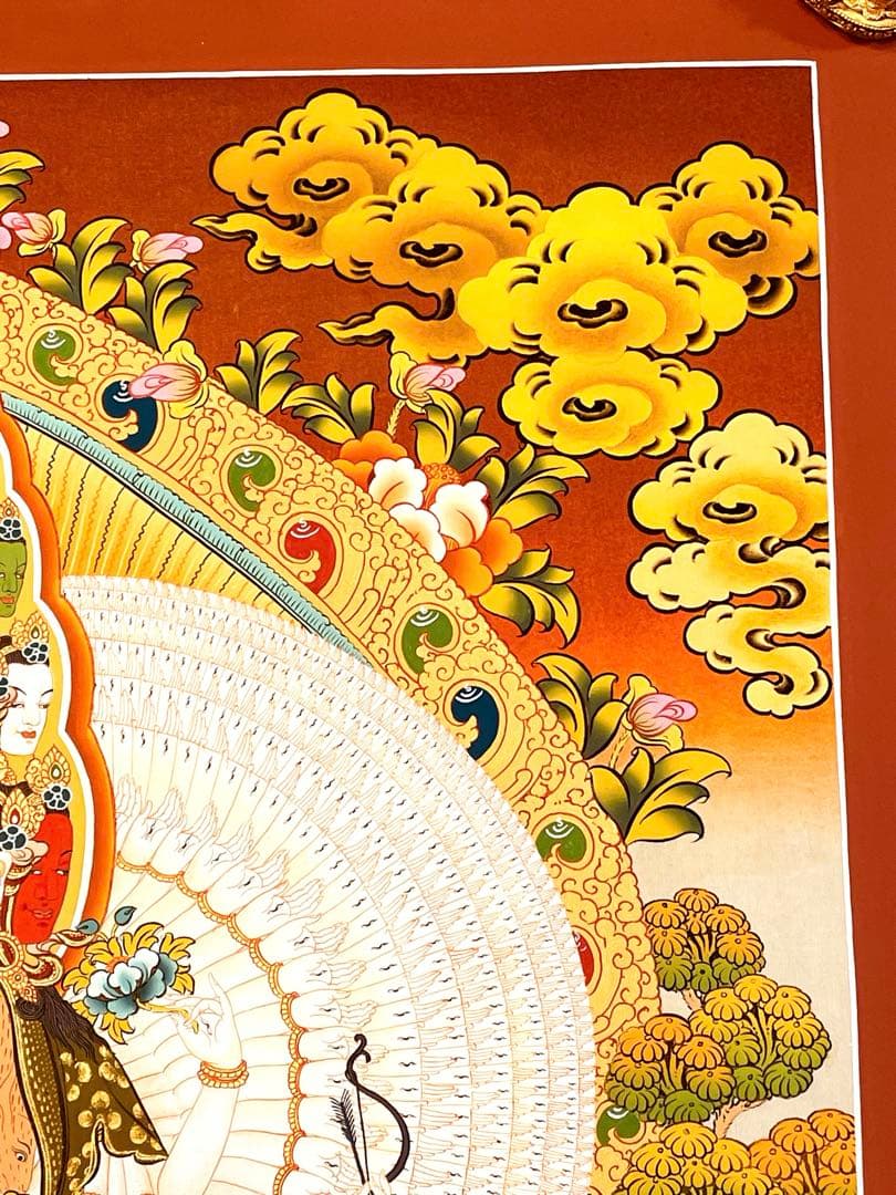 本金使用 チベット密教 十一面観音 千手観音 曼陀羅 手描き 至宝 レア 新品