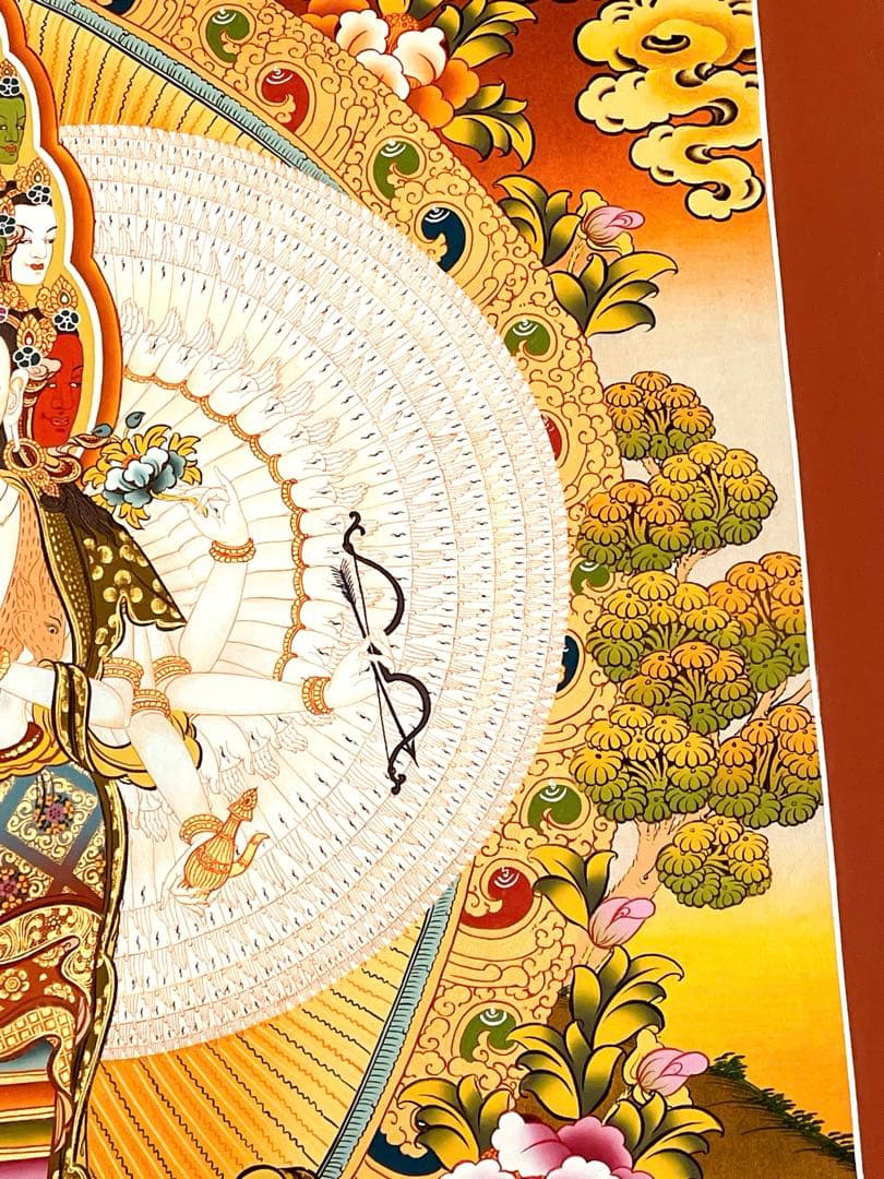 本金使用 チベット密教 十一面観音 千手観音 曼陀羅 手描き 至宝 レア 新品