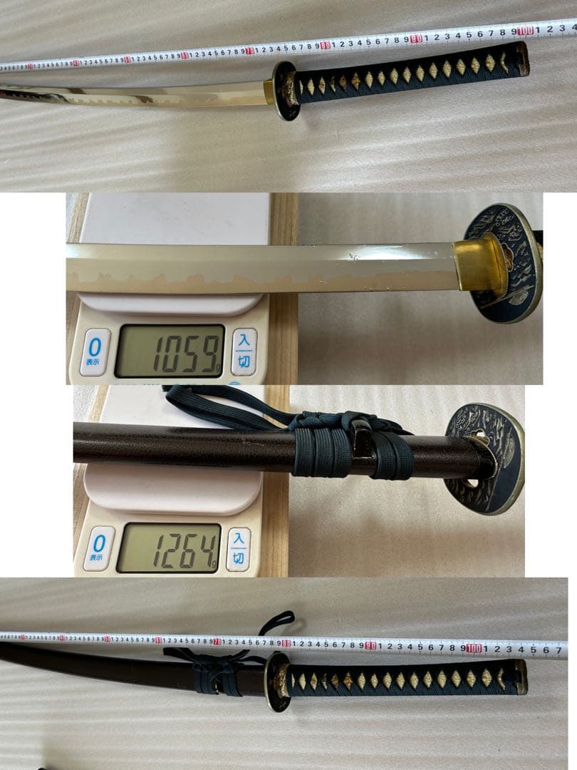 模造刀 打刀 脇差 2点セット 黑茶鞘 鞘付き長さ約71/104cm 26A30